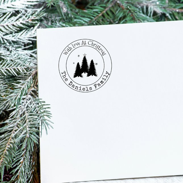 Monogram med Kärlek vid Julgranar Stämpel (Skapare uppladdad)