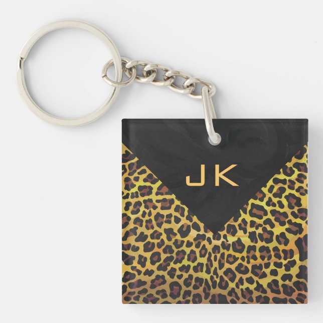 Monogram med Leopard Brown och Gult (Framsidan)