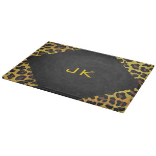 Monogram med Leopard Brown och Gult