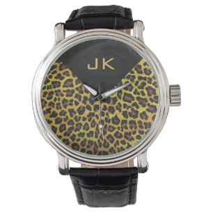 Monogram med Leopard Brown och Gult Armbandsur