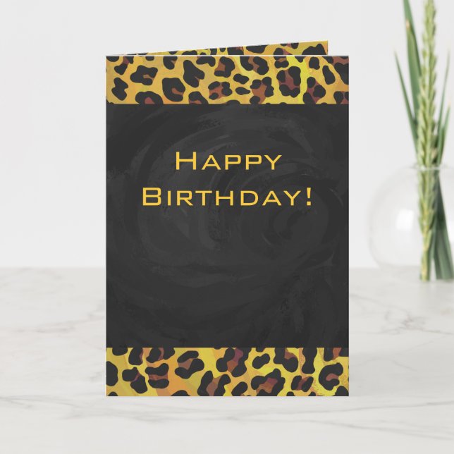Monogram med Leopard Brown och Gult Kort (Framsida)