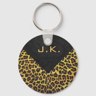 Monogram med Leopard Brown och Gult Nyckelring
