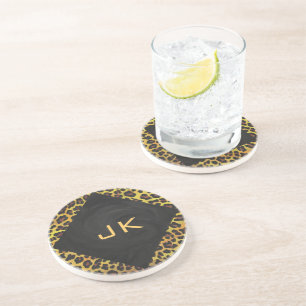 Monogram med Leopard Brown och Gult Underlägg