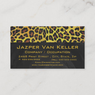 Monogram med Leopard Brown och Gult Visitkort