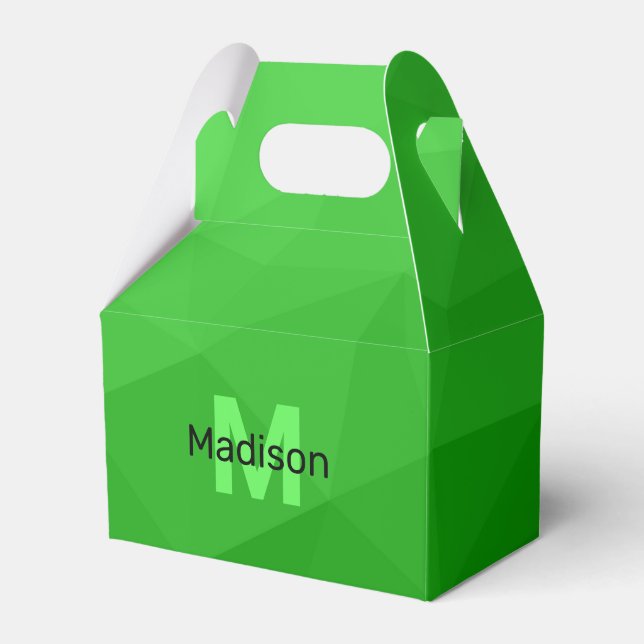 Monogram med lite grönt-övertoningsgeometri, mönst presentaskar (Framsidan Sidan)