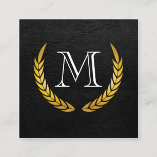 Monogram med Luxe Inslag Faux Leather Fyrkantigt Visitkort