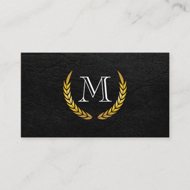 Monogram med Luxe Inslag Faux Leather Visitkort (Framsida)