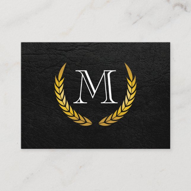 Monogram med lyxiga element i konstläder visitkort (Framsida)