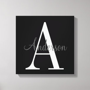 Monogram med Namn Overlay Canvastryck