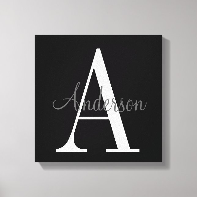 Monogram med Namn Overlay Canvastryck (Framsida)