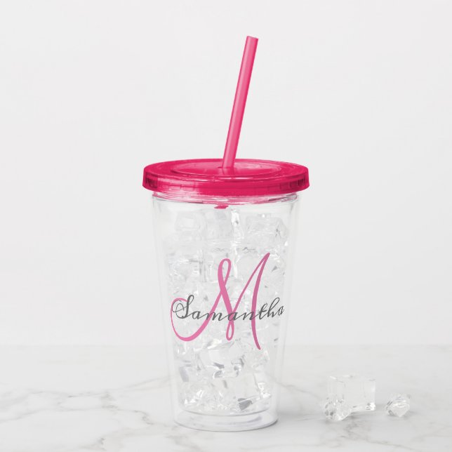 Monogram med personligt namn take away mugg (Baksida Ice)