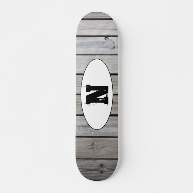 Monogram med slitstark grunge-trästruktur mini skateboard bräda 18,5 cm (Framsida)