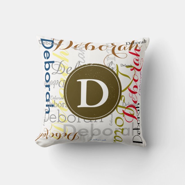 monogram med snyggt-dekanter i mönster namn kudde (Framsida)
