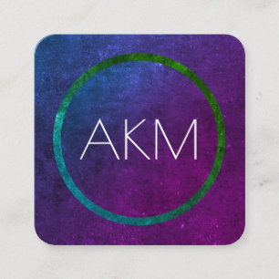 Monogram med texturerade färgvägar fyrkantigt visitkort