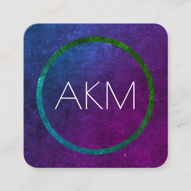 Monogram med texturerade färgvägar fyrkantigt visitkort (Framsida)