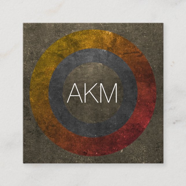 Monogram med texturicerade Färg-stigar Fyrkantigt Visitkort (Framsida)