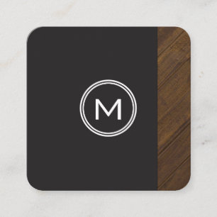 Monogram med trätrim fyrkantigt visitkort