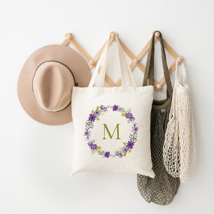 Monogram med vit Blommigt Tygkasse