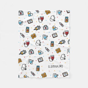 Monogram. Medicinsk Mönster. För Läkare och sjuksk Fleecefilt