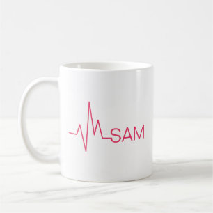 Monogram Medicinskt hjärtslag för Läkare och sj Kaffemugg