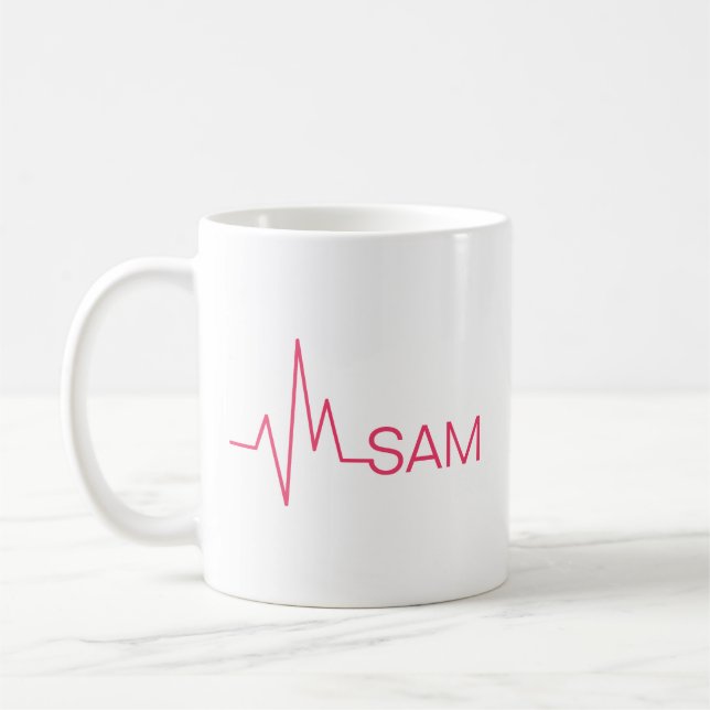 Monogram Medicinskt hjärtslag för Läkare och sjuks Kaffemugg (Vänster)