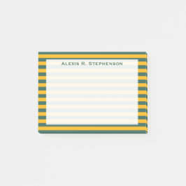 Monogram Medium Grön och Guld Gul Rand Post-it Block