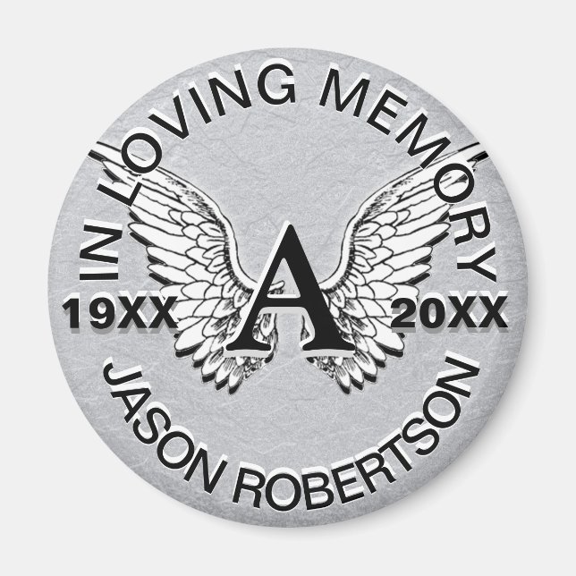 Monogram | Memorial | Angel Vingar Magnet (Framsidan)