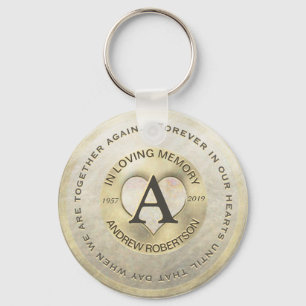 Monogram Memorial Guld Heart Nyckelring