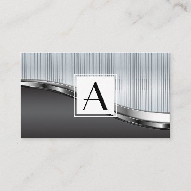 Monogram Metall med rivets bakgrund Visitkort (Framsida)