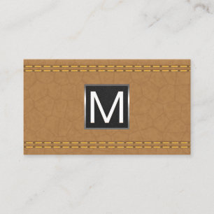 Monogram Metall Trim Dubbla Tan-läder Visitkort