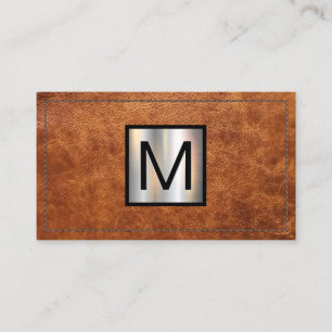 Monogram metallbanderoll Stitched Brown Leather Visitkort