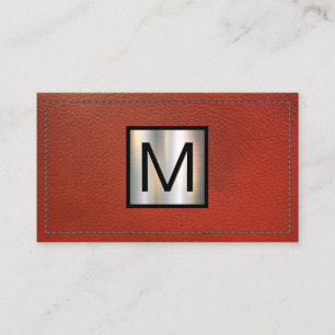 Monogram metallbanderoll Titlat rött läder Visitkort