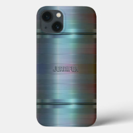 Monogram Metallic Blue-Grått Rand Mönster