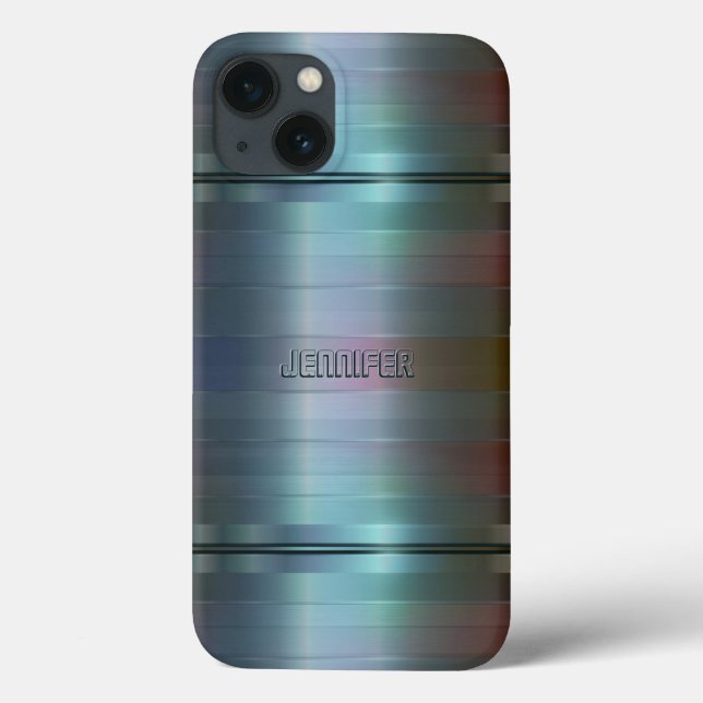 Monogram Metallic Blue-Grått Rand Mönster (Baksida)