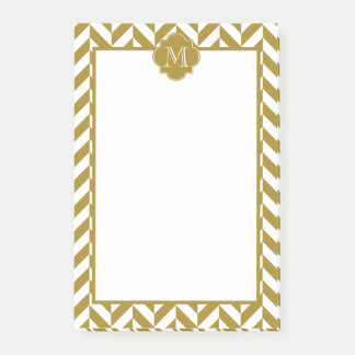 Monogram Metallic Guld Herringbone Mönster Post-it Block