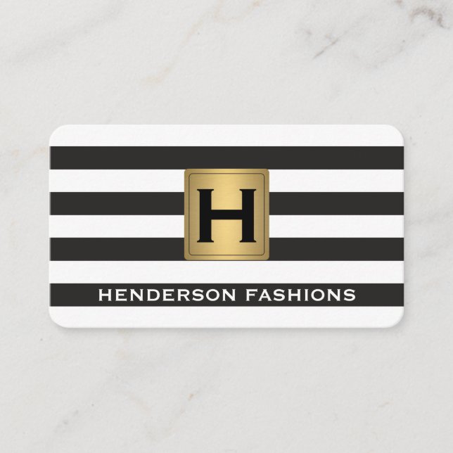 Monogram Metallic / Ränder Visitkort (Framsida)