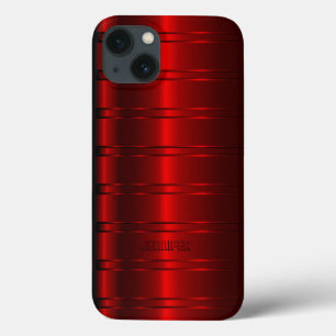 Monogram Metallic Red Rand Mönster iPhone Cas