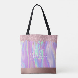 Monogram Metallic Ro Guld Glitter & Iridescent Tygkasse