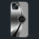 Monogram Metallic Silver & Diamonds Glitter<br><div class="desc">Silver är en blankt metalldesign,  rostfritt stål ser ut med vita diamanter glitter. Anpassningsbar och valfritt monogram med svarta accenter. Som alla mönster på zazzle är detta inte egentligt glitter eller metallisk avsluta,  utan bara en bild.</div>