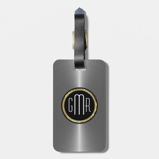 Monogram Metallic Silver Stainless Steel Titta 2 Bagagebricka (Baksidan Lodrät)