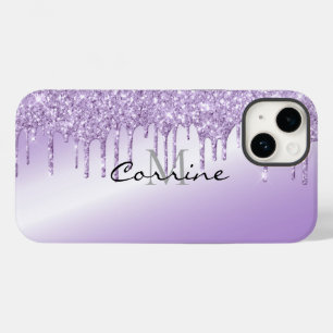 Monogram Metallic Violet Lila Dripping Glitter