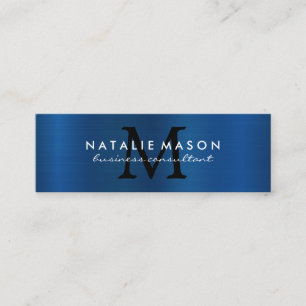 Monogram Metallisk blå bakgrund Mini Visitkort