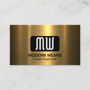 Monogram Metallisk Guld Visitkort