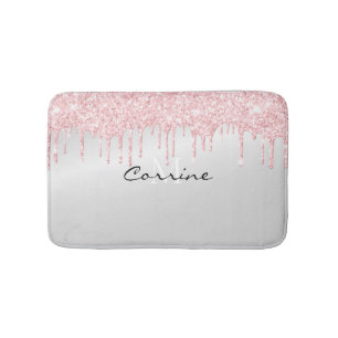 Monogram metallisk platina och Rosa Glitter-drivni Badrumsmatta