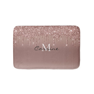 Monogram Metallisk Ro Guld-avlyssningsfack Glitter Badrumsmatta