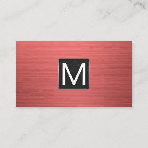 Monogram Metallisk röd bakgrund Visitkort