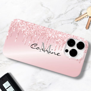 Monogram Metallisk  Rosa Dripping Glitter