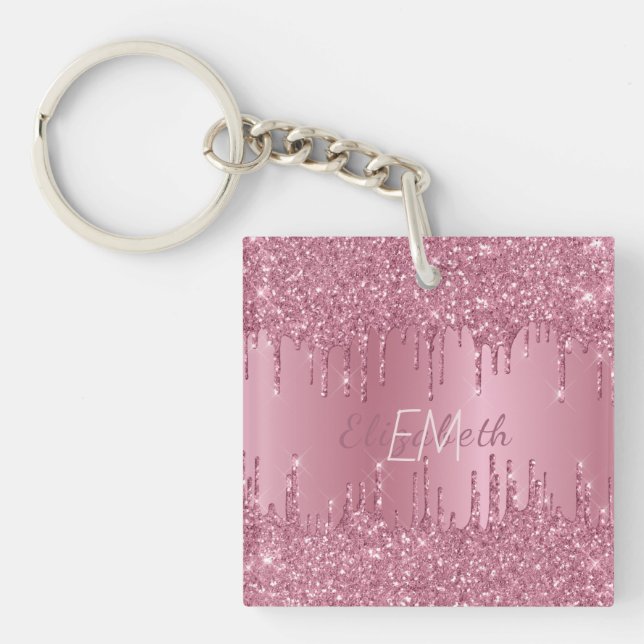 Monogram Metallisk Rosa Dripping Glitter Girly (Framsidan)