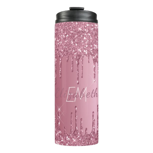 Monogram Metallisk Rosa Dripping Glitter Girly (Framsida)