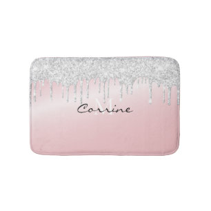 Monogram metallisk Rosa och platinum Glitter-avlys Badrumsmatta